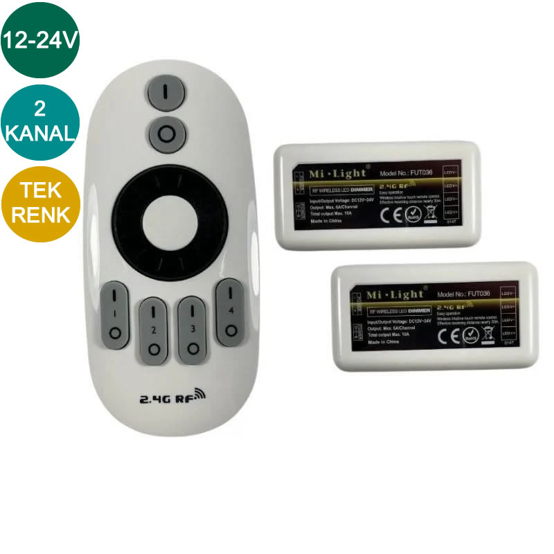 12-24V 2 Kanal RF Dokunmatik Kumandalı Led Dimmer
