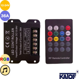 36A RGB LED Kontrol Cihazı 12-24V RF Kumandalı 20 Tuş Müzik Modlu