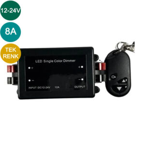 12-24V 8A RF Kumandalı 3Tuşlu Tek Renk Led Dimmer