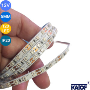 12V 5mm Sarı 120Ledli 2835smd IP20 Şerit Led (5mt)