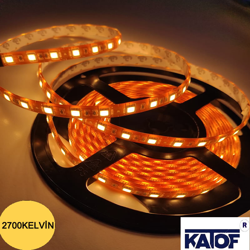 12V 2700K 5050Smd IP62 60Ledli Bakır Pcb Şerit Led - Görsel 2