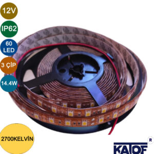 12V 2700K 5050Smd IP62 60Ledli Bakır Pcb Şerit Led