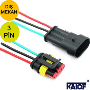 3 Pin Su Geçirmez Dişi  ve Erkek Kablo Bağlantı Konnektörü