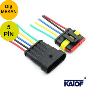 5 Pin Su Geçirmez Dişi  ve Erkek Kablo Bağlantı Konnektörü