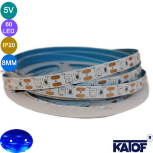 5V Mavi 2835smd IP20 60Ledli IP20 Şerit Led (5 Metre)