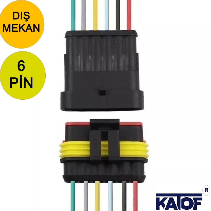 6 Pin Su Geçirmez Dişi ve Erkek Kablo Bağlantı Konnektörü - Görsel 2