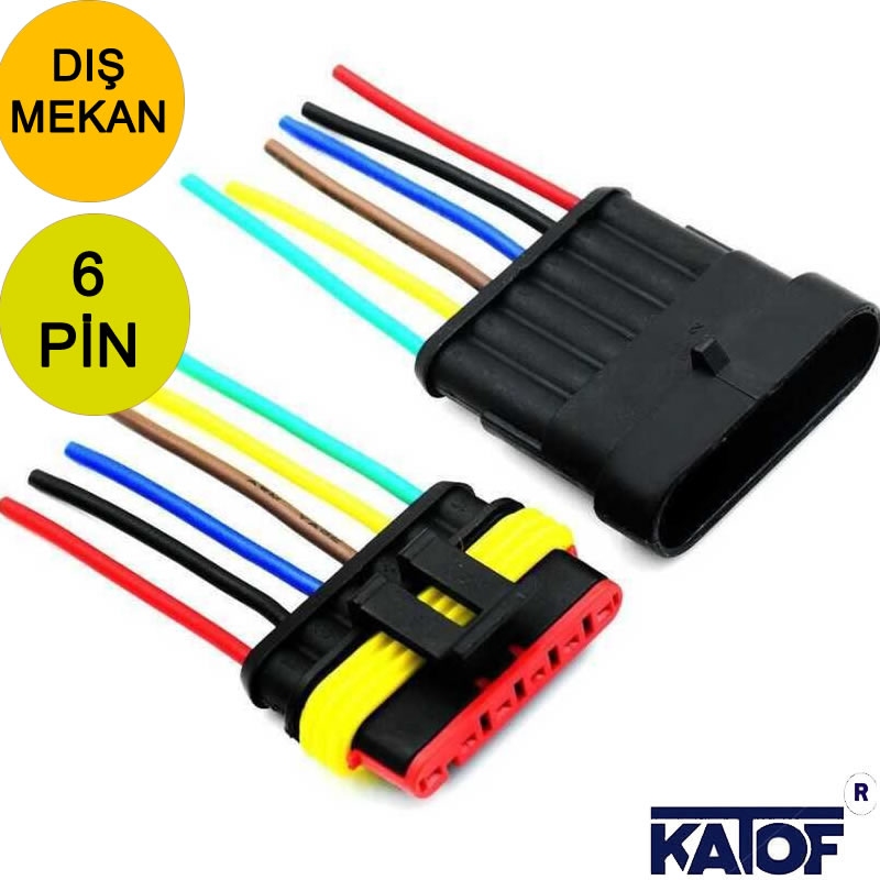6 Pin Su Geçirmez Dişi ve Erkek Kablo Bağlantı Konnektörü