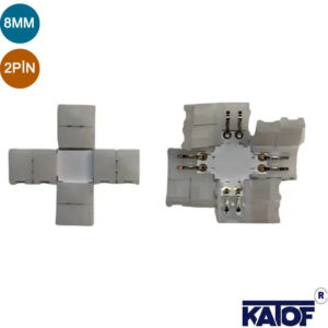 8mm 2pin Tek Renk Şerit Led X Tipi Lehimsiz Montaj Konnektörü