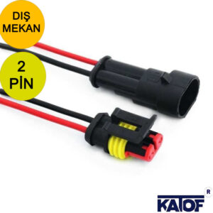 İki Pin Su Geçirmez Dişi ve Erkek Kablo Bağlantı Konnektörü