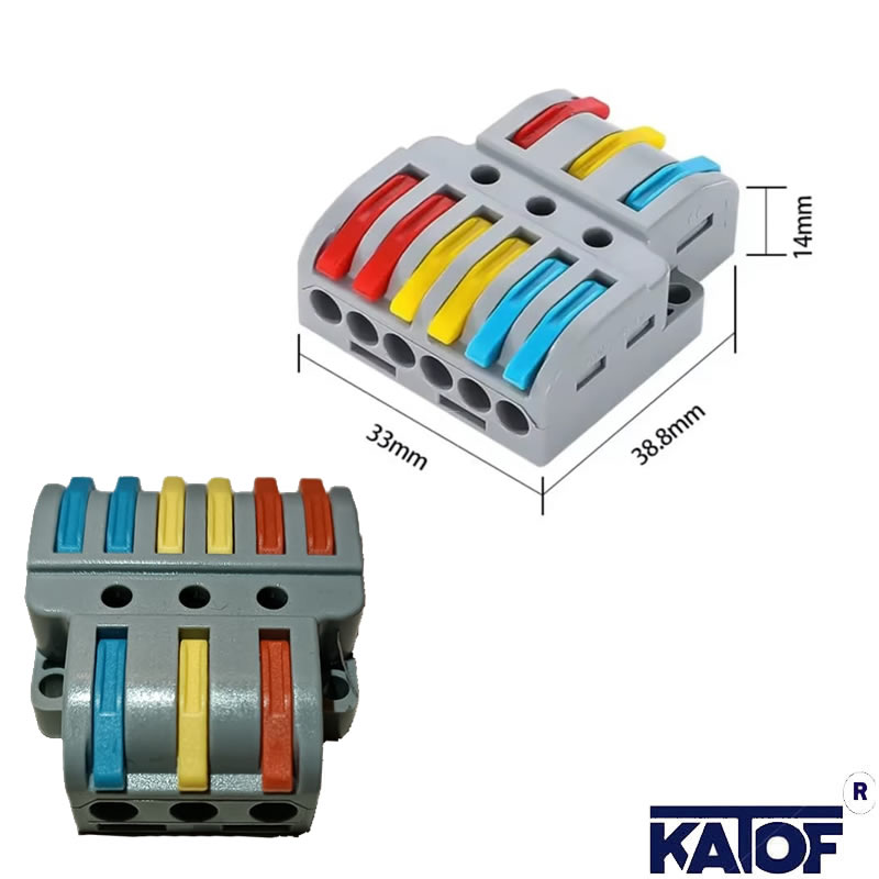 250V 32A 3Giriş 6Çıkışlı Hızlı Bağlantı Kablo Konnektörü - Görsel 2